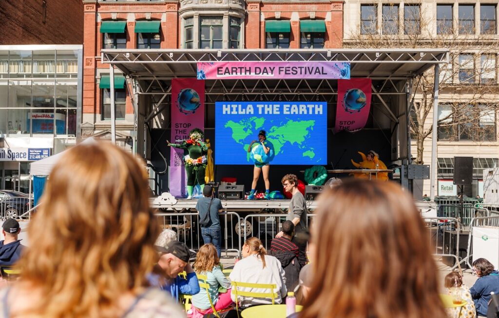 Performers on stage at Earth Day Festival