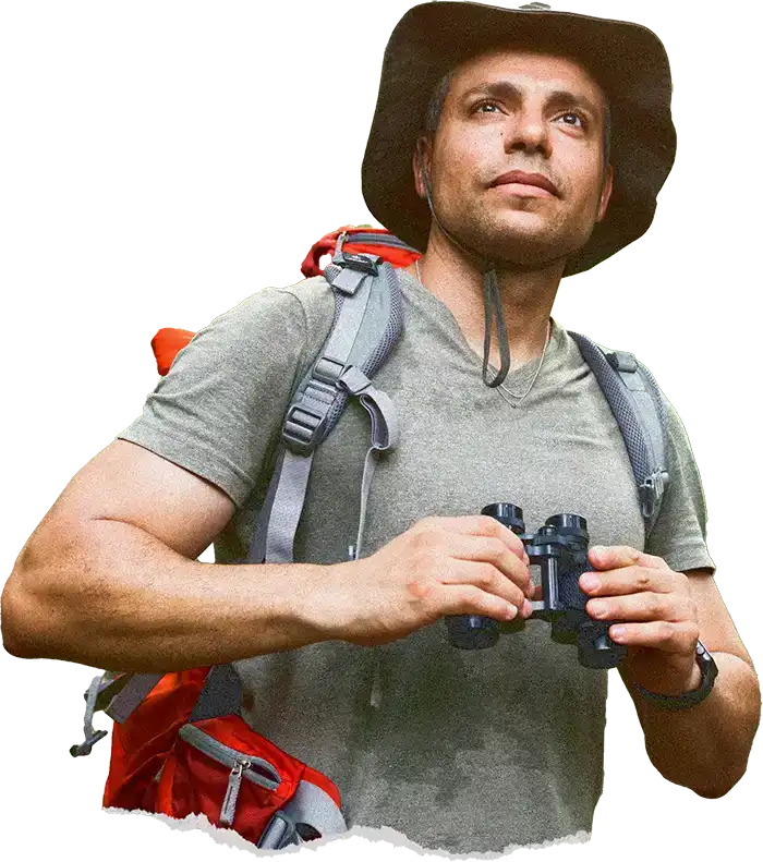 EarthShare - 30x30 - Get Involved - Man with Binoculars 1