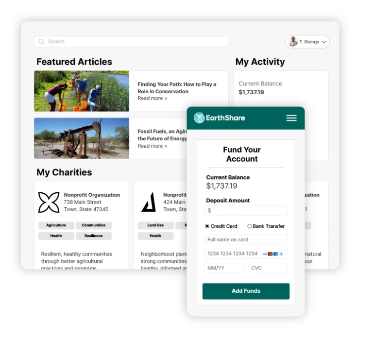 EarthShare - Workplace Giving for Businesses - User Interface Example 3