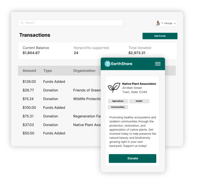 EarthShare - Workplace Giving for Businesses - User Interface Example copy 2