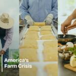collage of farmworkers with America's Farm Crisis logo